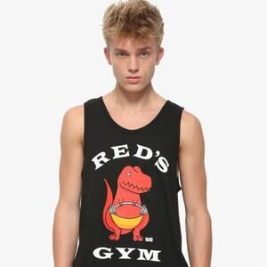 Men's Black Red’s Gym Tank Top Trex  XL Black Matter by Goodie Two Sleeves